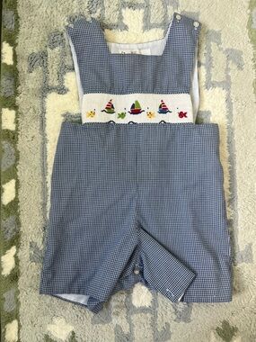Smocked Sailboat Gingham Jon Jon